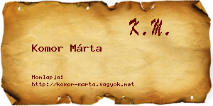 Komor Márta névjegykártya